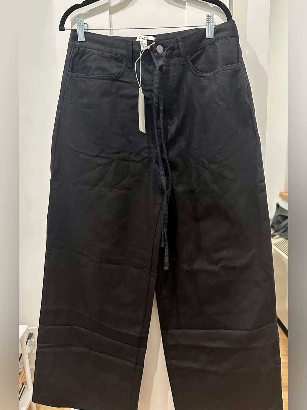 COS Wide Leg Drawstring Jeans in Black